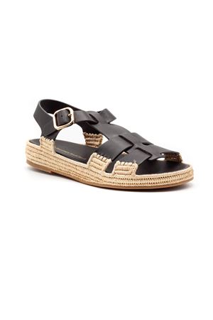 Black leather flat sandals PALOMA BARCELO | 302605CHOCOLATE